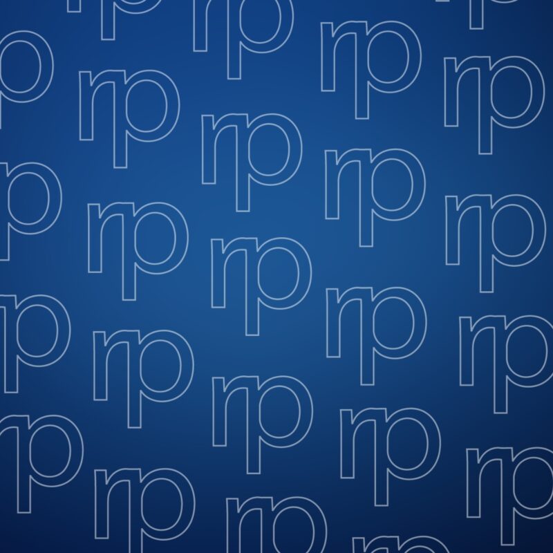 A blue background with a repeating pattern of white lowercase rp outlined letters, evenly spaced across the image, subtly nods to recent news as Radiology Partners appoints former Gov. Larry Hogan to its Board of Directors.